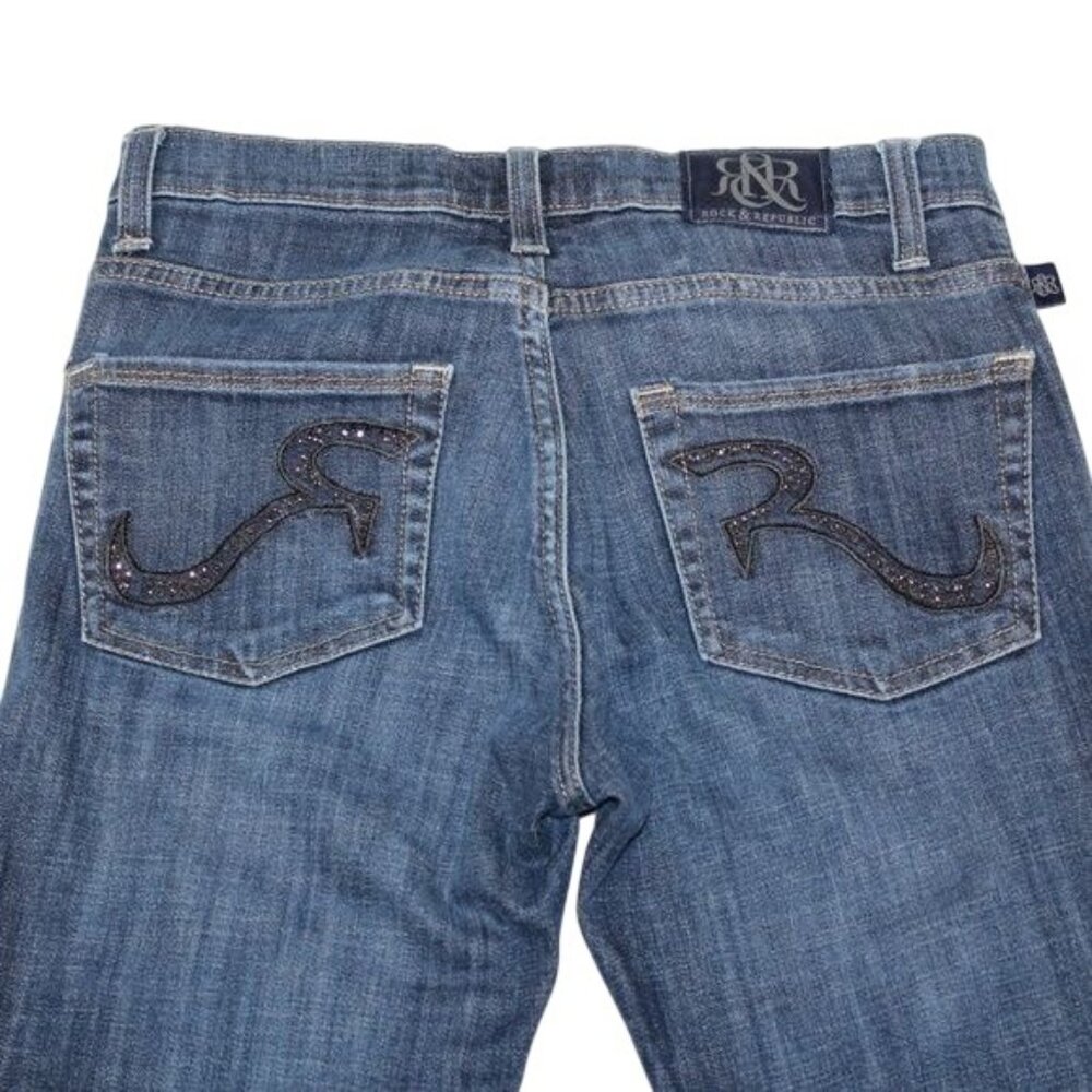 Rock & Republic Kasandra Womens Size 6M Dark Wash Blue Denim Jeans Boot Cut - Picture 3 of 8